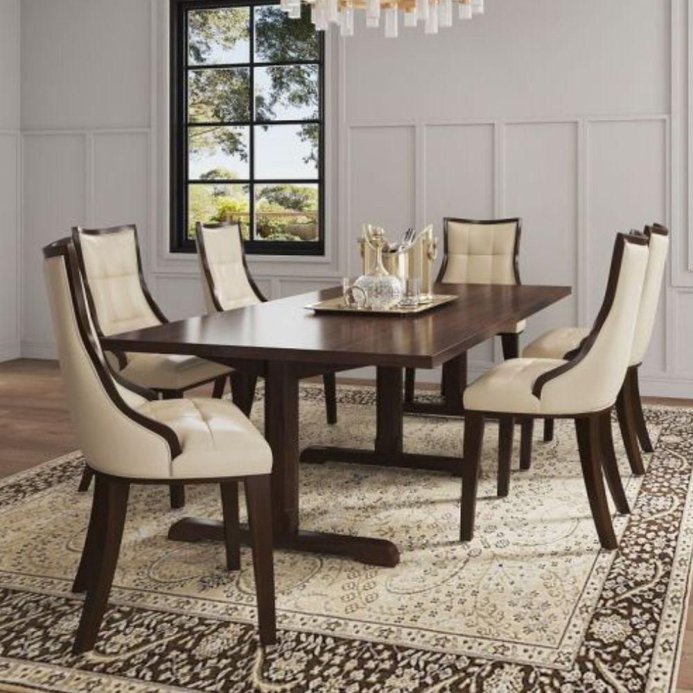 Manhattan Comfort Fifth Avenue Walnut Faux Leather Dining Chair (Set of Two)