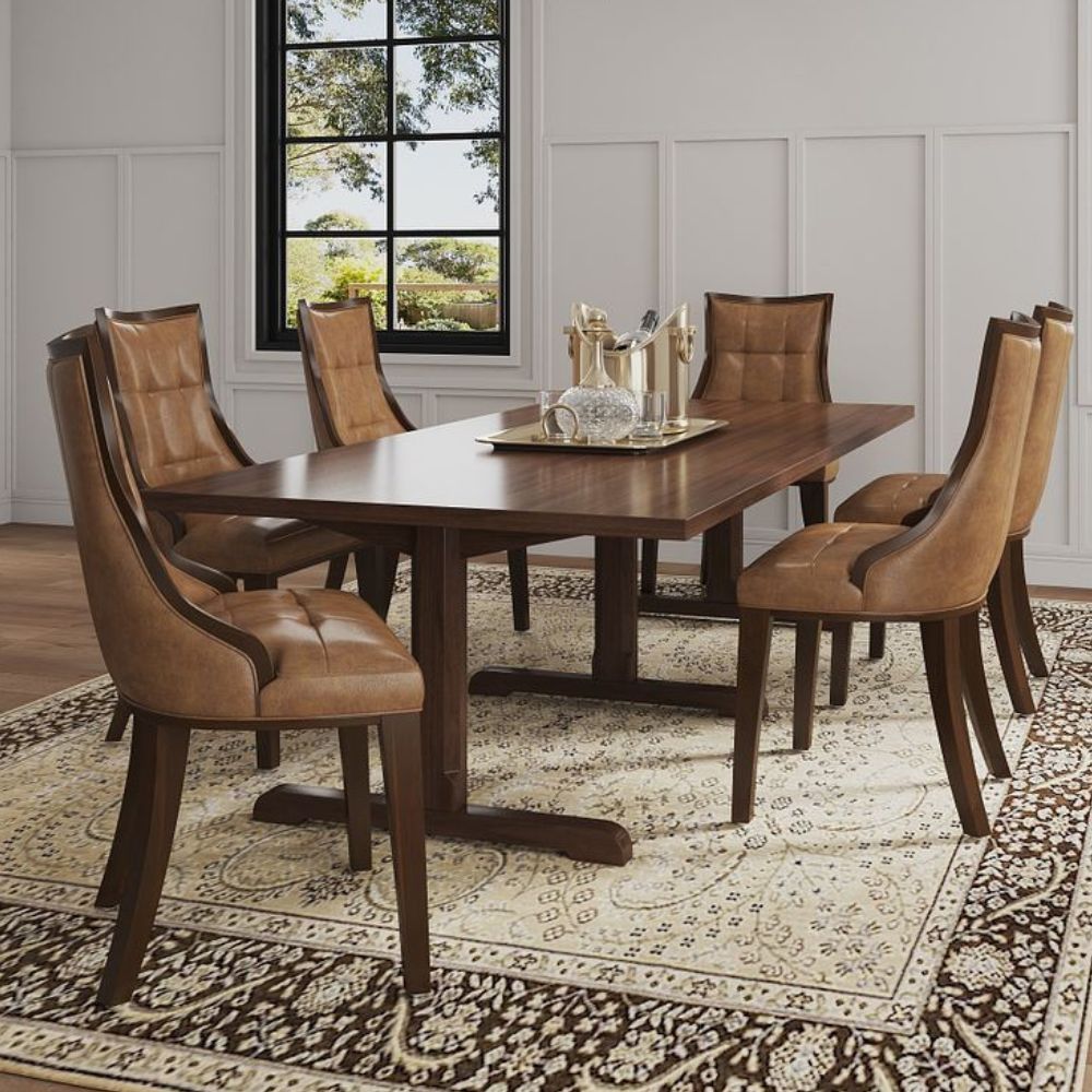 Manhattan Comfort Fifth Avenue Walnut Faux Leather Dining Chair (Set of Two)