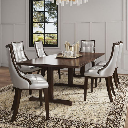 Manhattan Comfort Fifth Avenue Walnut Faux Leather Dining Chair (Set of Two)