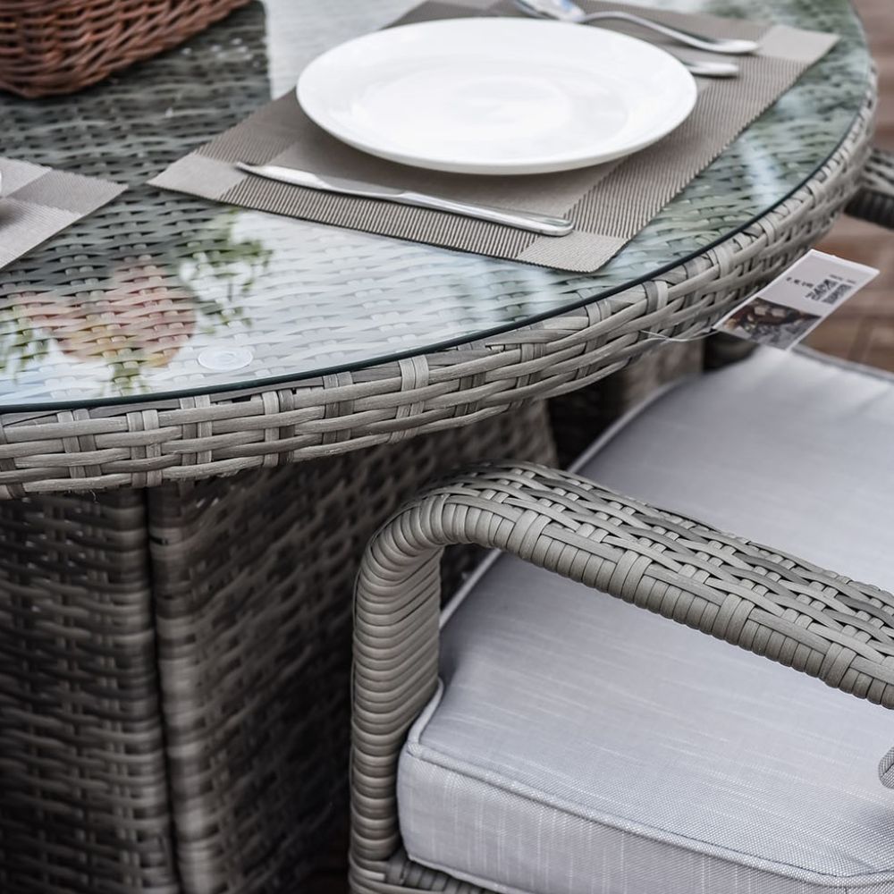 Five Piece Gray Round Glass Dining Set