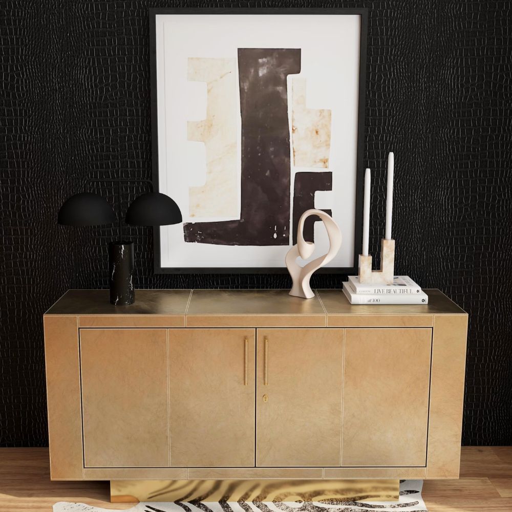 lifestyle 2 Francois Gold Leather Buffet Sideboard, goldstardining.com