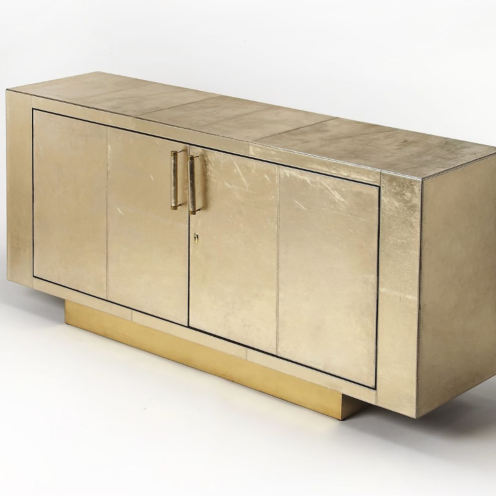 Francois Gold Leather Buffet Sideboard, goldstardining.com
