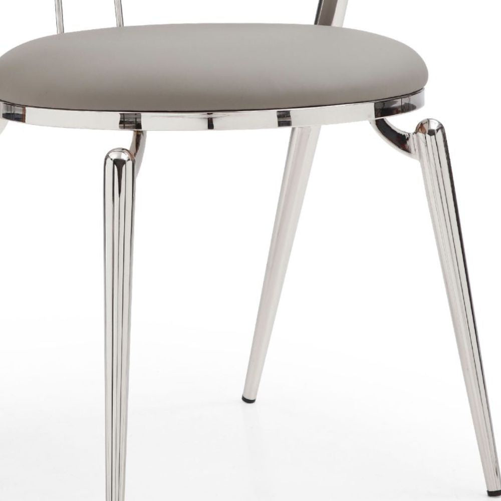 base and cushion Geneva Grey Faux Leather Set of 2 Dining Chair, goldstardining.com