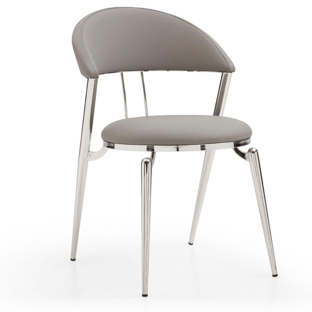 front Geneva Grey Faux Leather Set of 2 Dining Chair, goldstardining.com