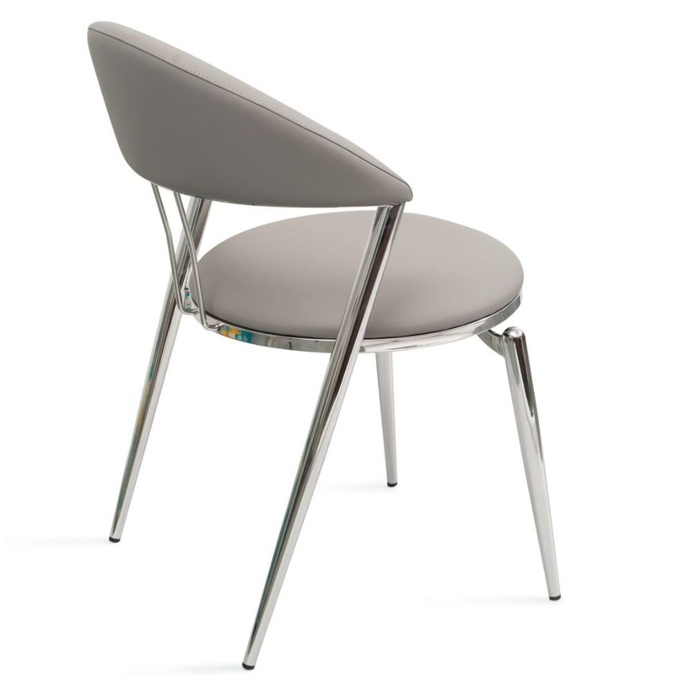 rear Geneva Grey Faux Leather Set of 2 Dining Chair, goldstardining.com