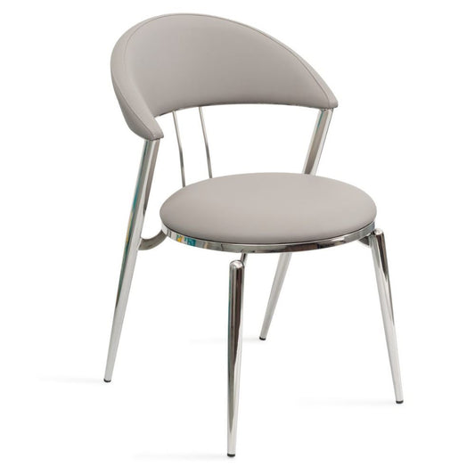 Geneva Grey Faux Leather Set of 2 Dining Chair, goldstardining.com