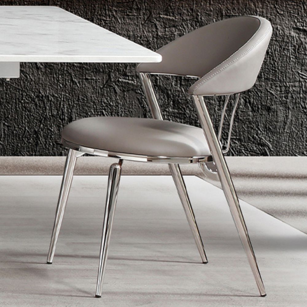 Whiteline Geneva Grey Faux Leather Set of 2 Dining Chair, goldstardining.com