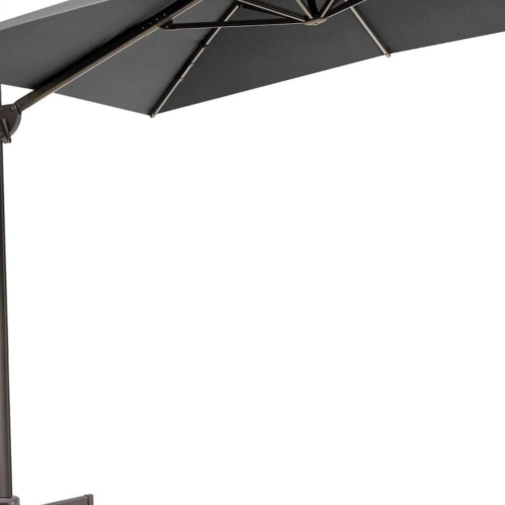 11' Dark Gray Polyester Round Tilt Cantilever Patio Umbrella With Stand