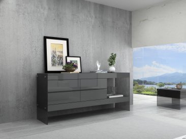 J&M Cloud Buffet in Grey High Gloss 176971-HG-B-G