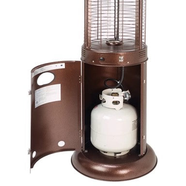 Az Patio Round Glass Cylinder Heater In Hammered Bronze With Clear Tube HLDS01-GCH-BRZ