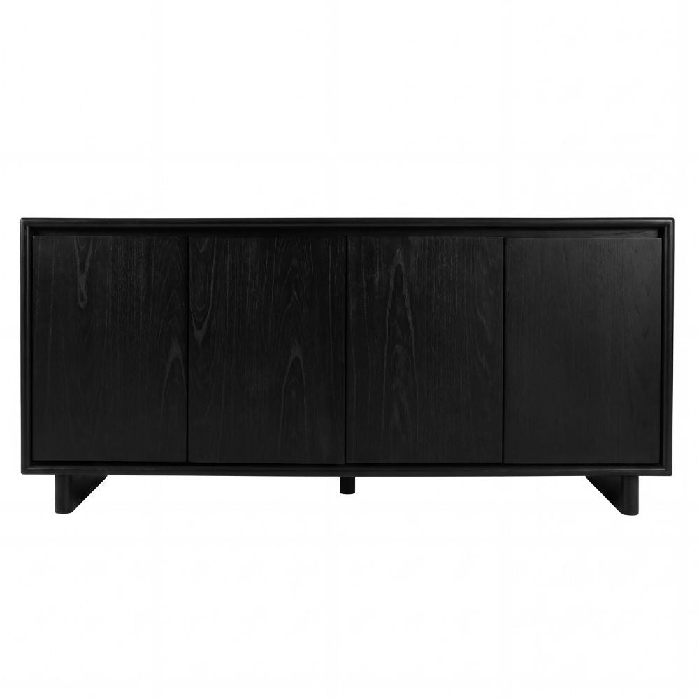 front black Halmstad 63" Natural Wood Sideboard, goldstardining.com