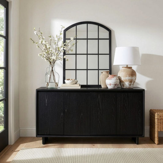 lifestyle black Halmstad 63" Natural Wood Sideboard, goldstardining.com