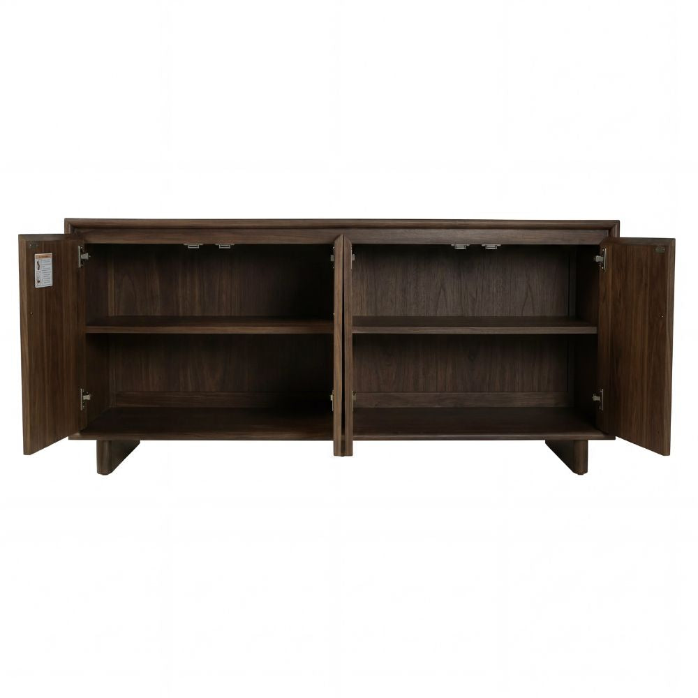 opened brown Halmstad 63" Natural Wood Sideboard, goldstardining.com
