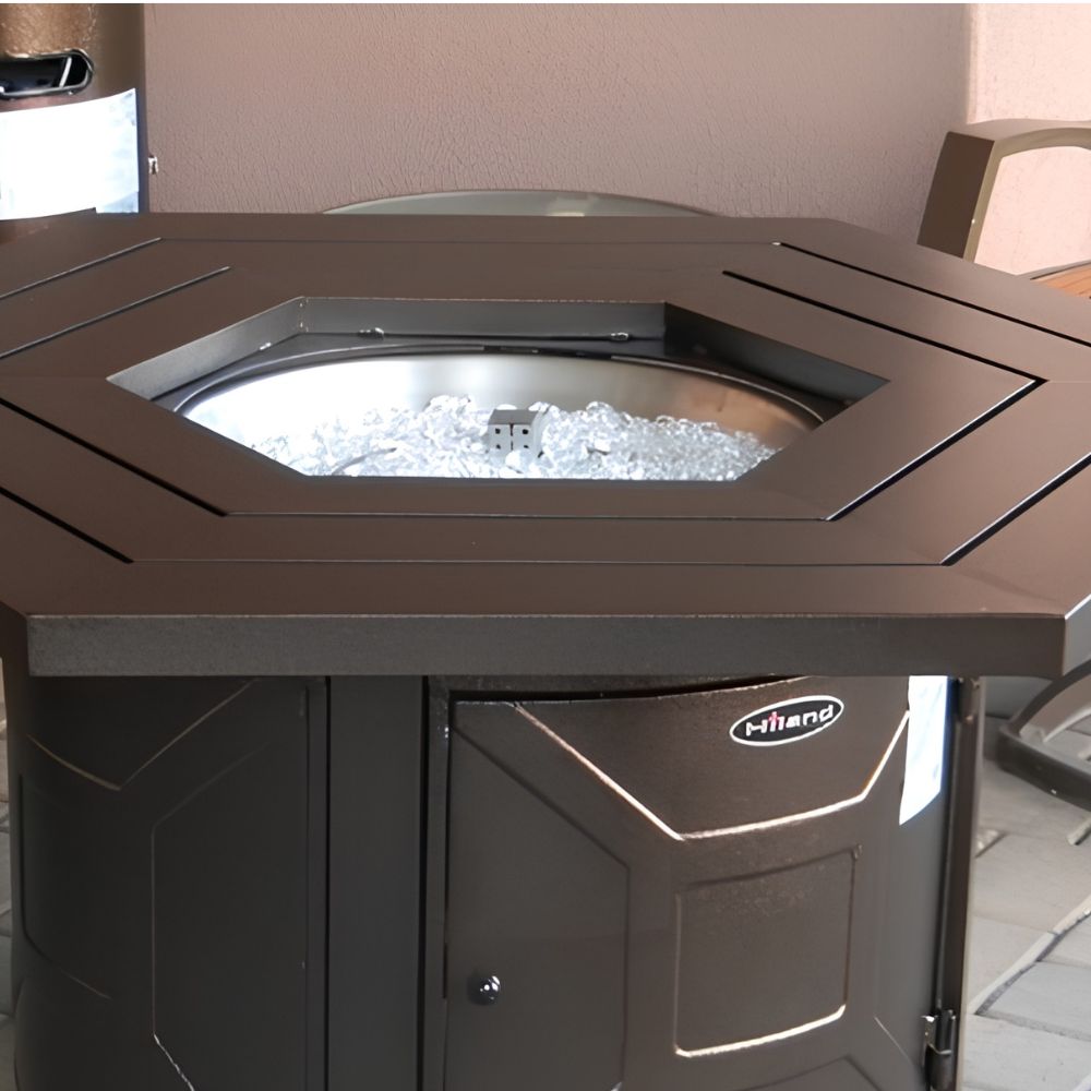 AZ Patio Hammered Bronze Hexagon Aluminum Fire Pit Table