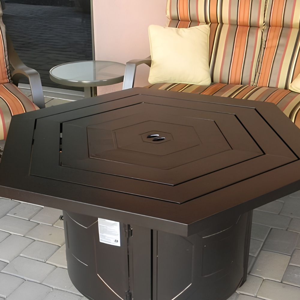 AZ Patio Hammered Bronze Hexagon Aluminum Fire Pit Table