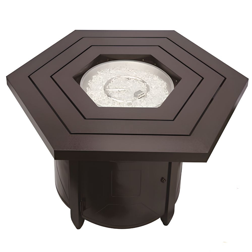 HammeredBronzeHexagonAluminumFirePitTable,goldstardining.com
