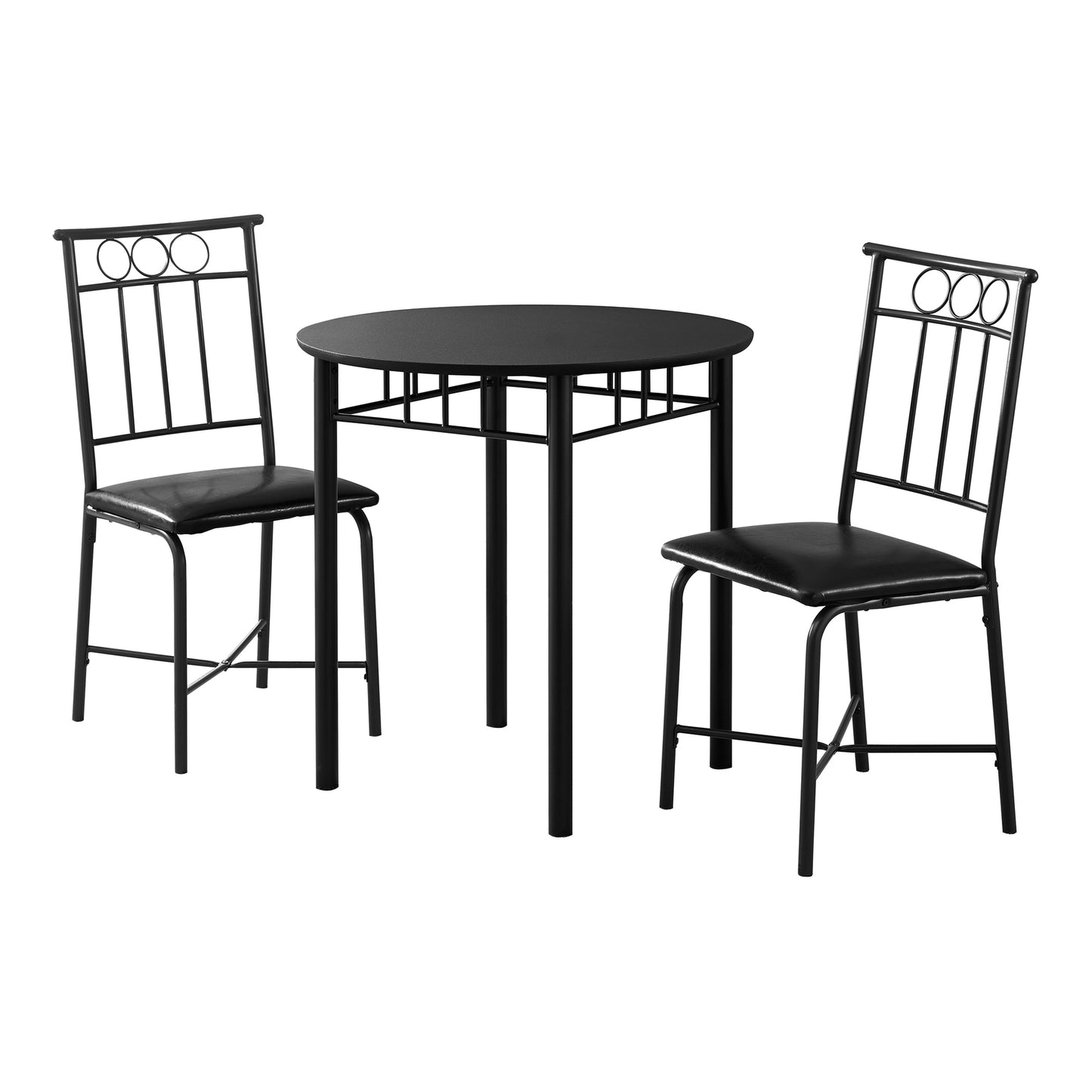 Monarch Specialties Dining Table Set, 3pcs Set, Small, 30" Round I 1013