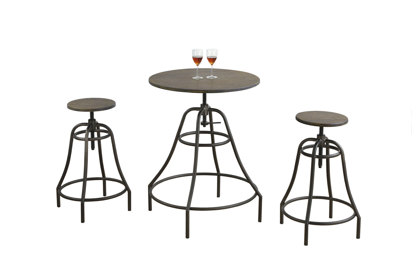 Monarch Specialties Dining Table Set, 3pcs Set, 28" Round, Pub Height I 1085