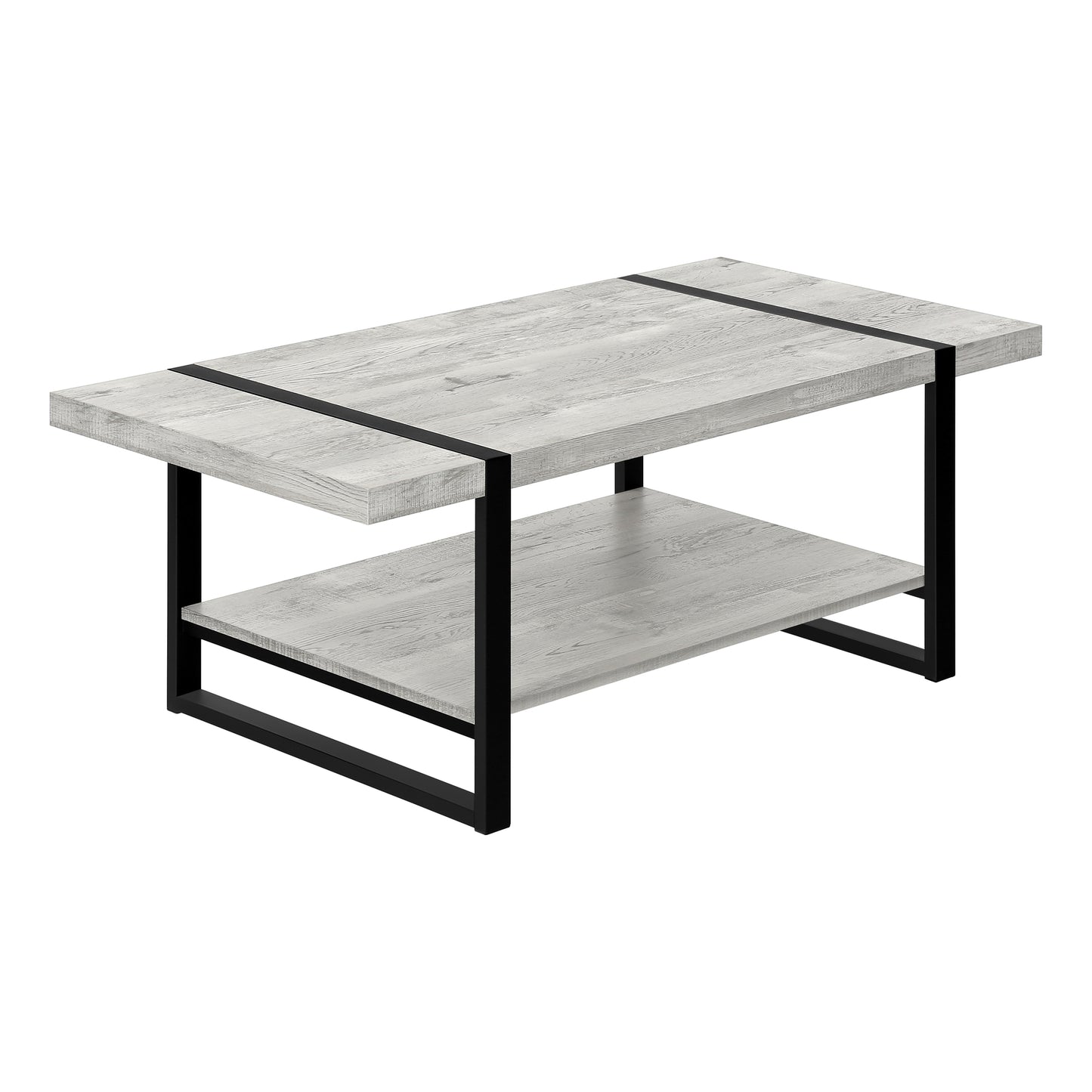 Monarch Specialties Coffee Table, Rectangular, 48"L, Grey, Black I 2855