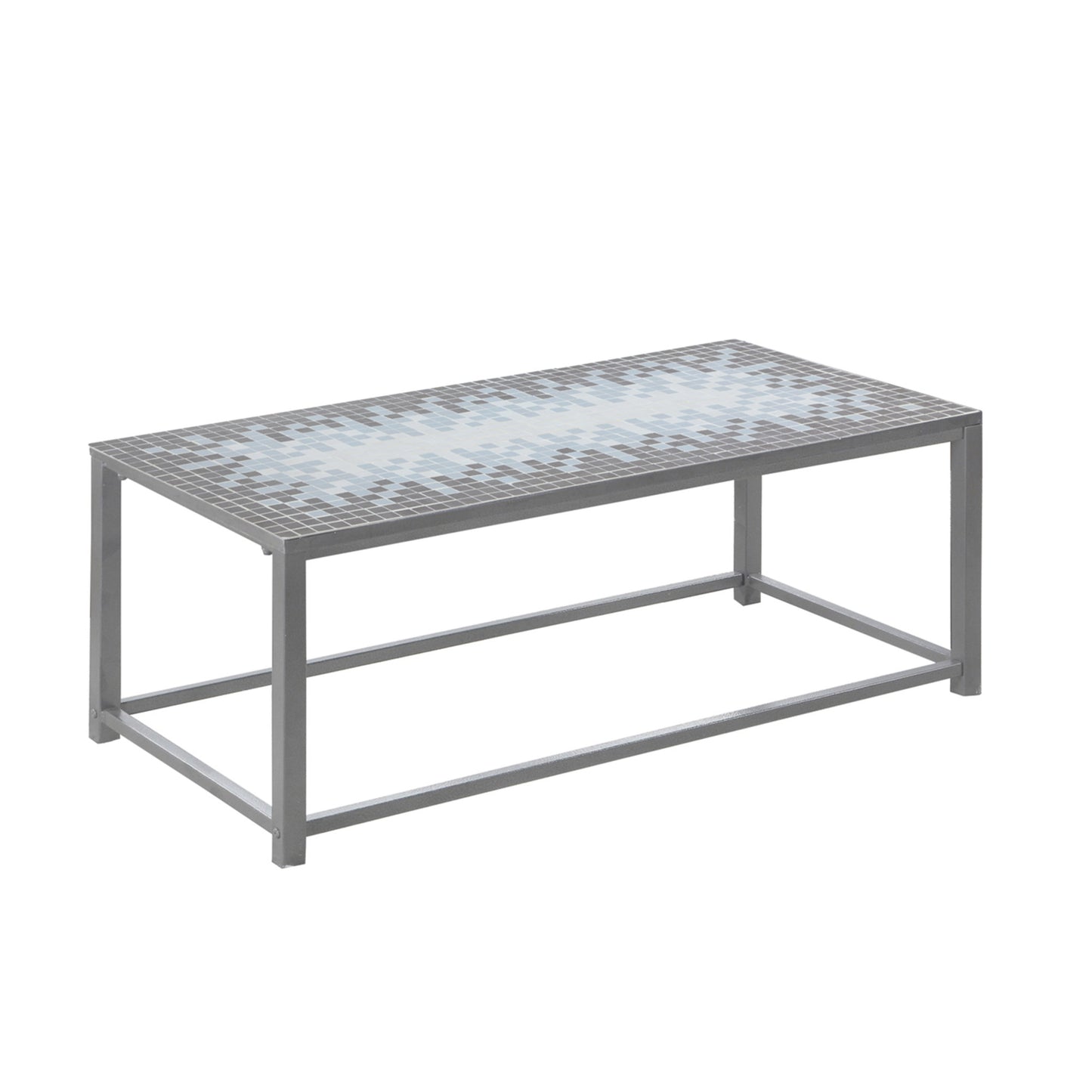 Monarch Specialties Coffee Table,  42" L, Metal, Tile, Blue, Grey I 3140