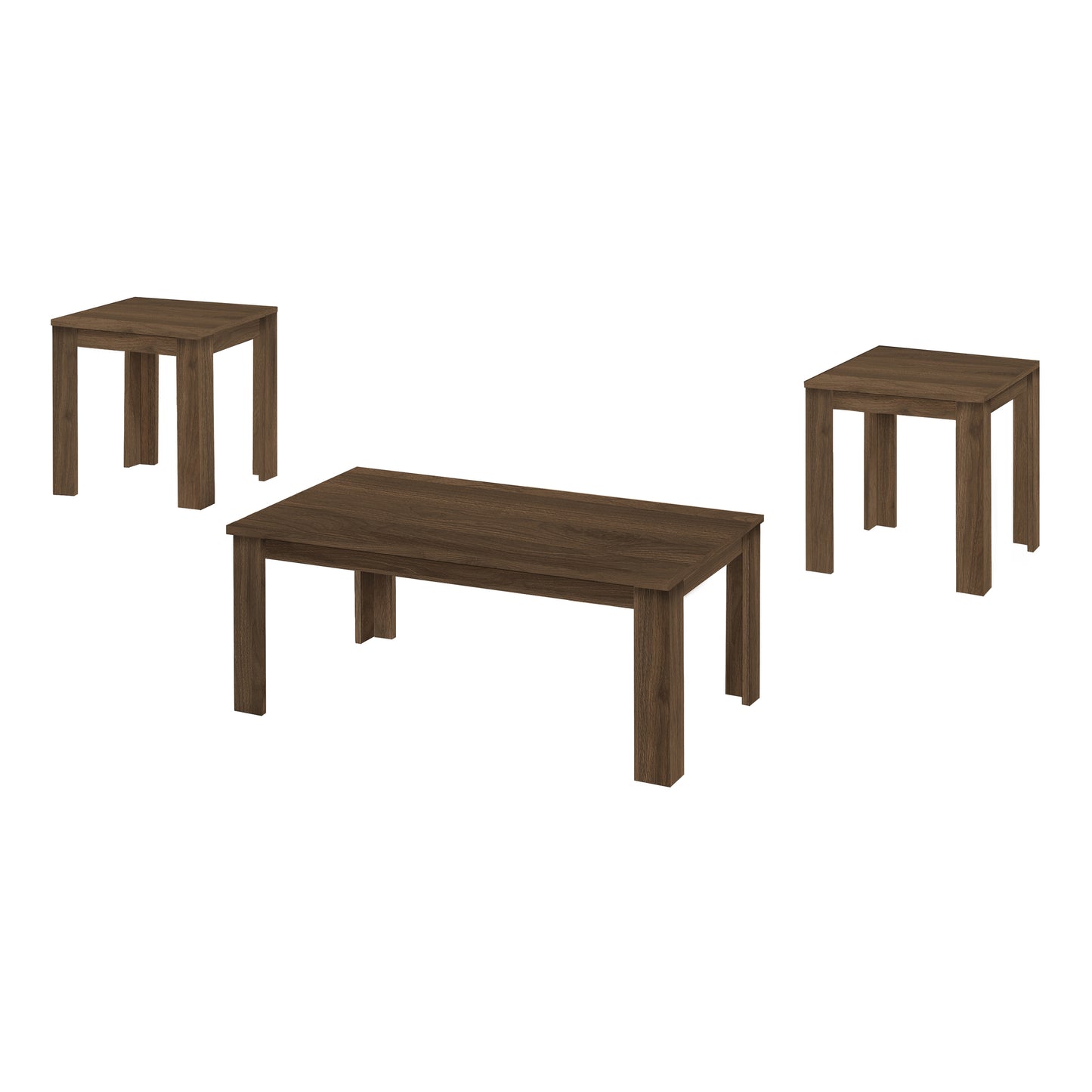 Monarch Specialties Table Set, 3pcs Set, Coffee, End, Side, Walnut, I 7862P