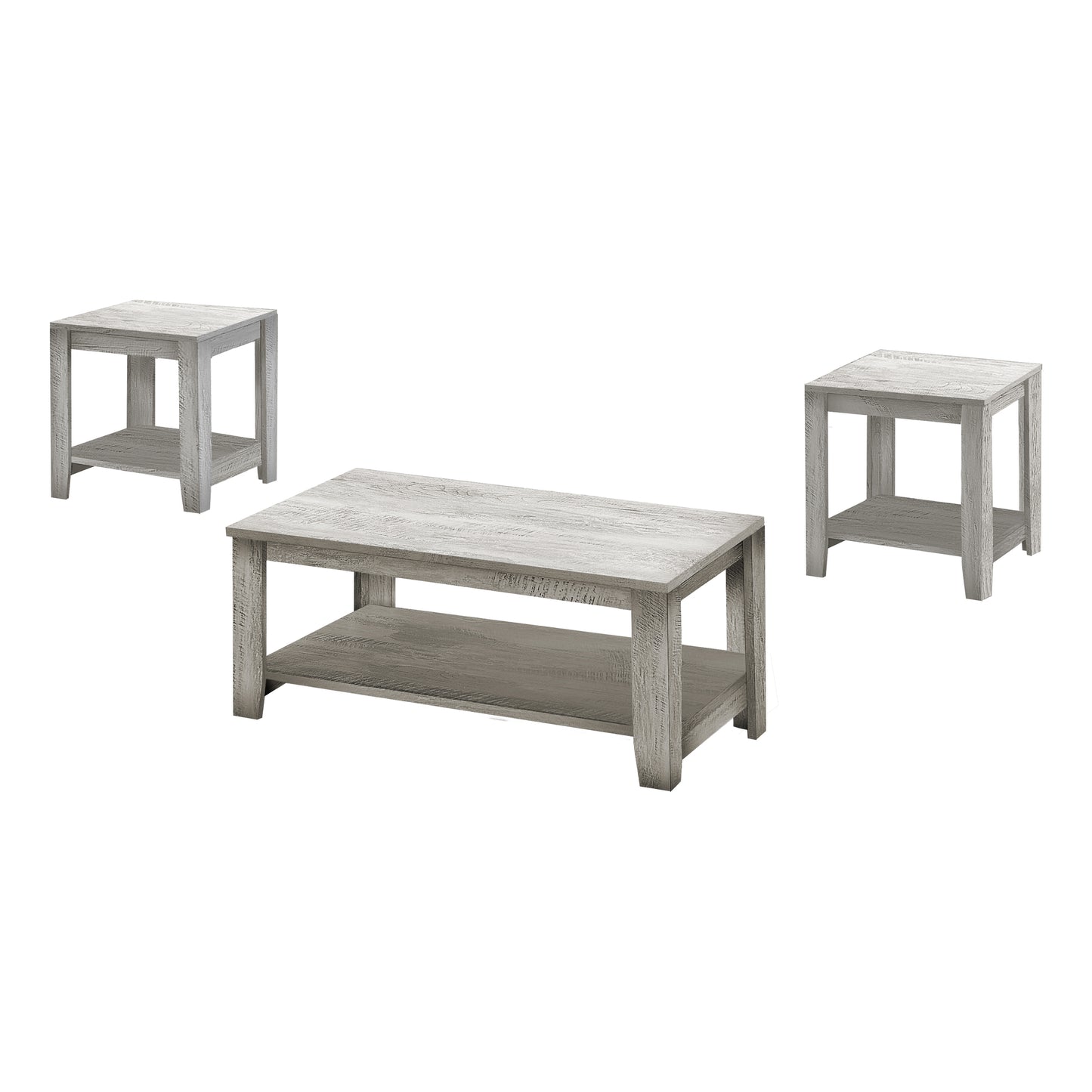 Monarch Specialties Table Set, 3pcs Set, Coffee, End, Grey, I 7880P