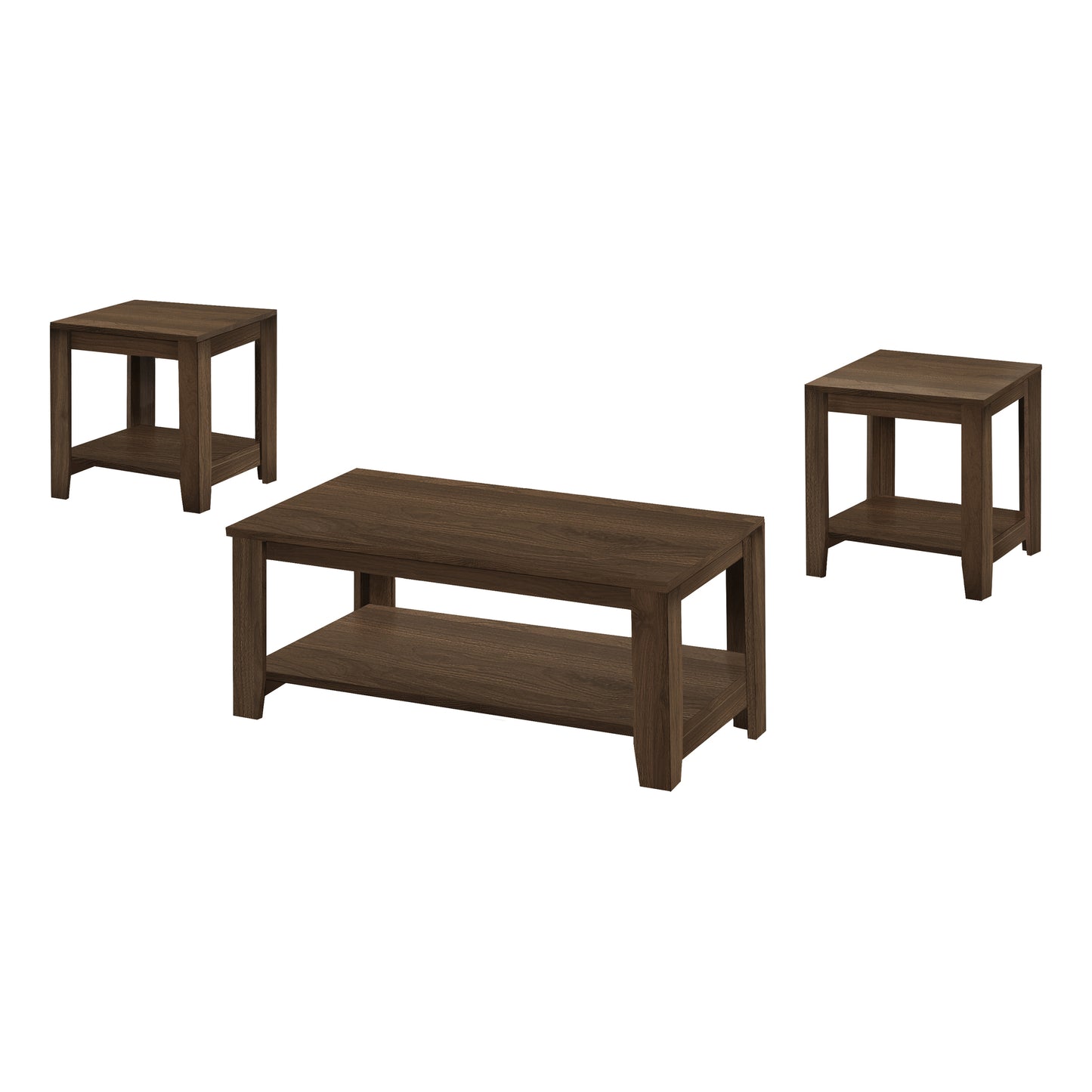 Monarch Specialties Table Set, 3pcs Set, Coffee, End, Walnut, I 7882P