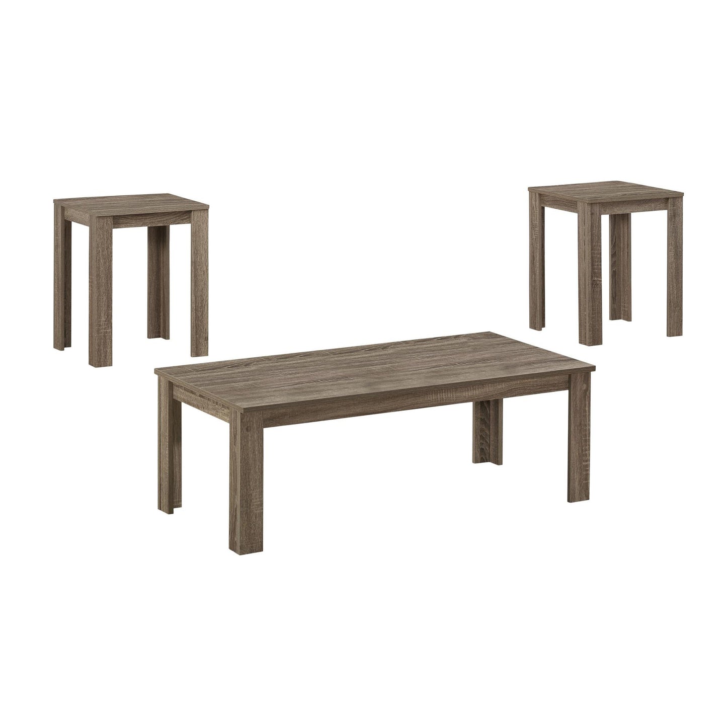 Monarch Specialties Table Set, 3pcs Set, Coffee, End, Brown, I 7912P