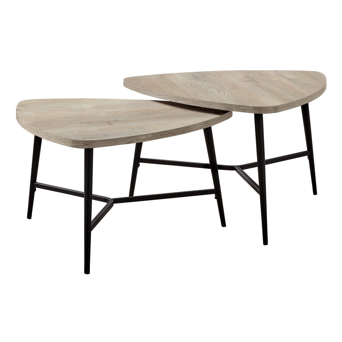 Monarch Specialties Table Set, 2pcs Set, Coffee, End, Side, Beige, Black, I 7939P