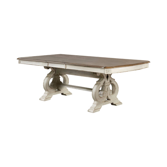 Furniture of America Sorensen Rustic Dining Table with 18" Leaf in Antique White IDF-3150WH-T