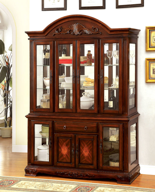 Furniture of America Pete Traditional Multi-Storage Hutch and Buffet IDF-3185HB