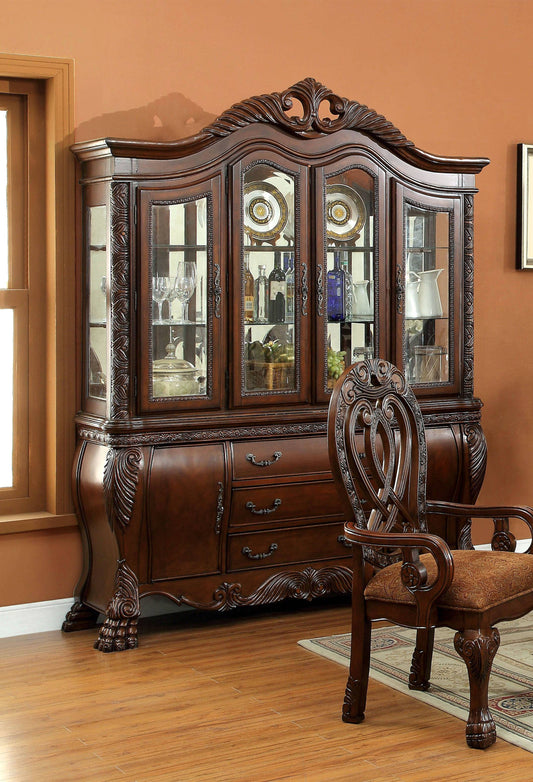 Furniture of America Beau Traditional Multi-Storage Hutch and Buffet in Cherry IDF-3186CH-HB