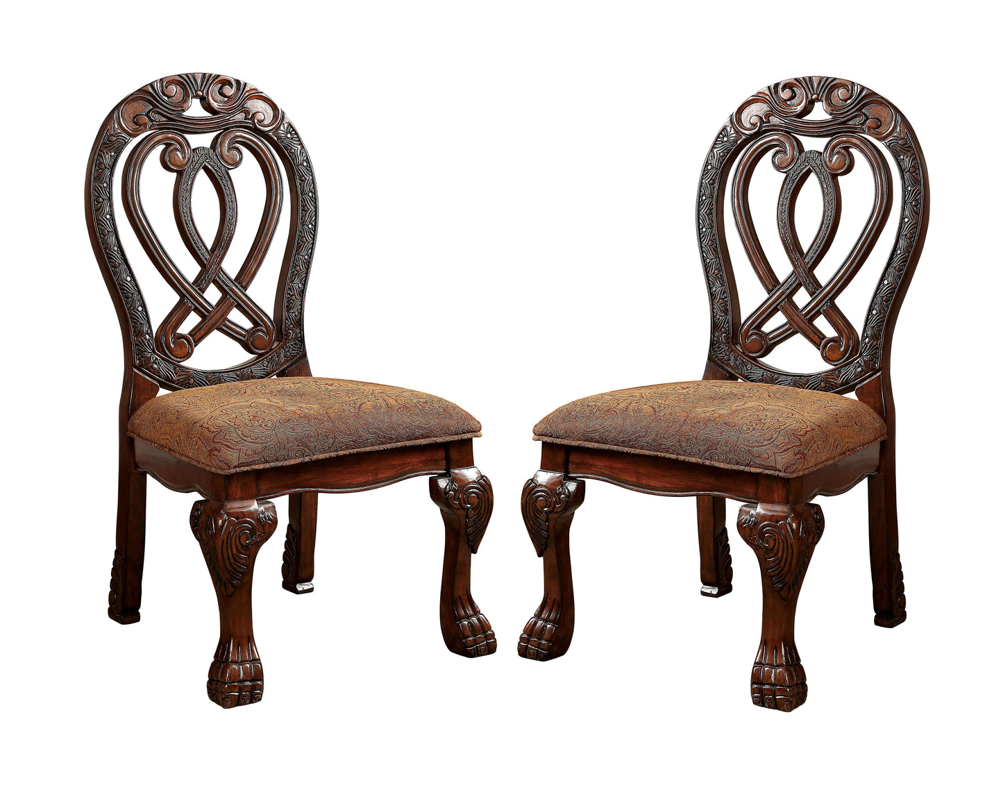 Furniture of America Beau Traditional Padded Side Chairs in Cherry (Set of 2) IDF-3186CH-SC