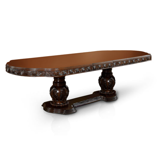 Furniture of America Beau Traditional 2-Extension Leaves Dining Table in Cherry IDF-3186CH-T