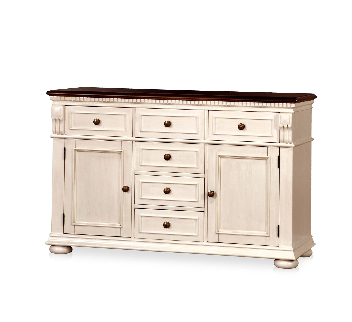 Furniture of America Barbara Cottage Multi-Storage Server in Cherry and White IDF-3199WC-SV