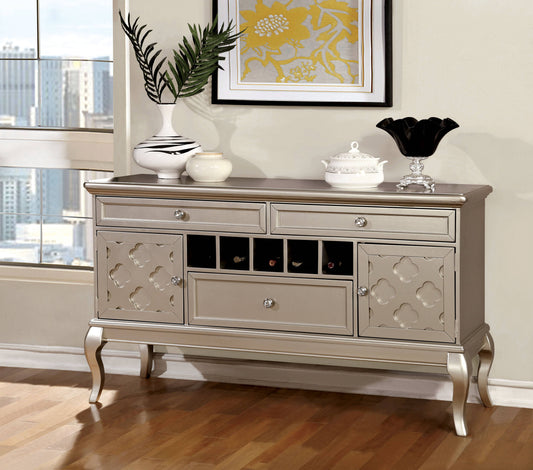 Furniture of America Mora Contemporary Multi-Storage Server in Gray and Champagne IDF-3219SV