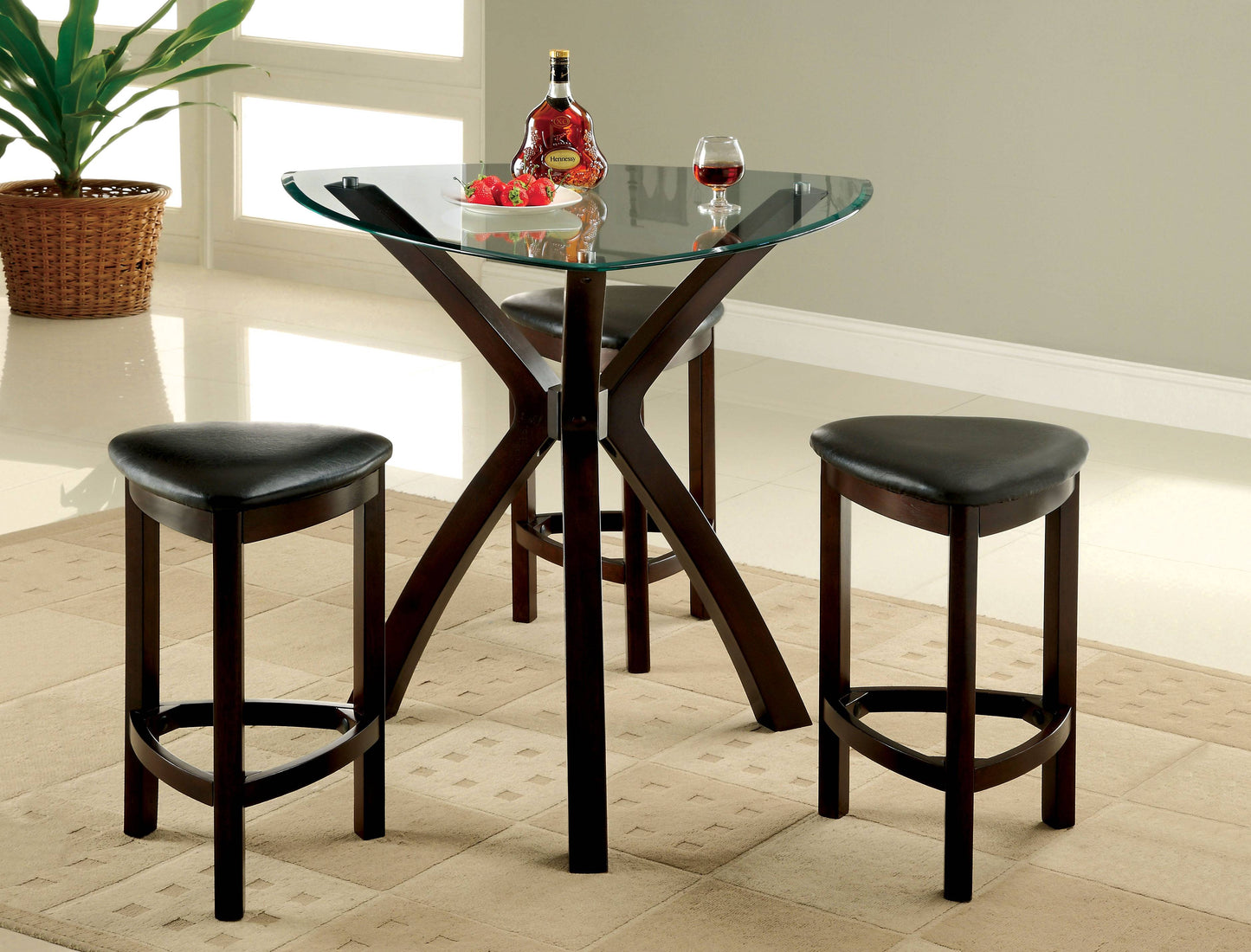 Furniture of America Carmen Contemporary 4-Piece Solid Wood Counter Height Table Set IDF-3335PT-4PK