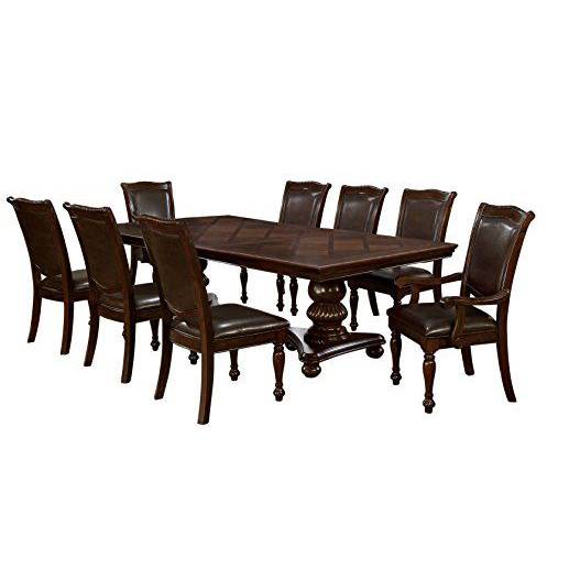 Furniture of America Jill Traditional 9-Piece Solid Wood Dining Set IDF-3350T-9PC