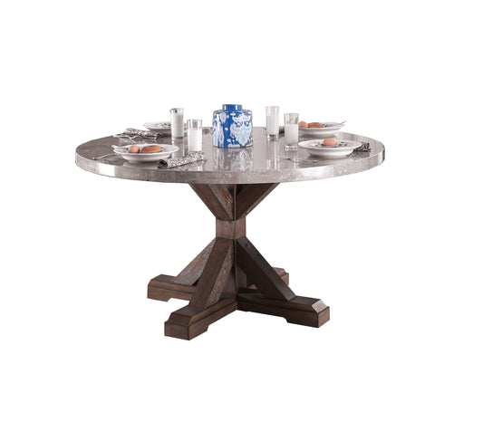 Furniture of America Justeen Rustic Faux Marble Top Round Dining Table IDF-3429RT