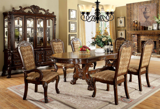 Furniture of America Ellas Traditional 7-Piece Solid Wood Dining Set IDF-3557CH-T-7PC