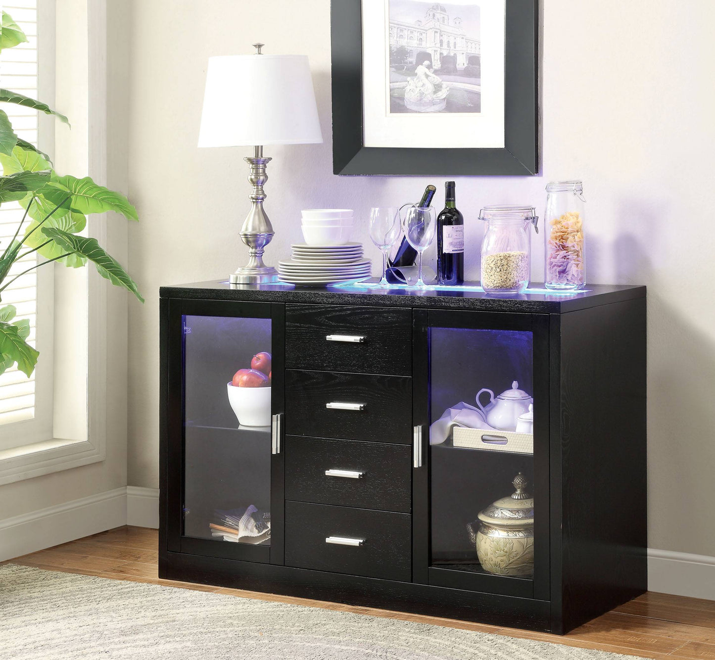 Furniture of America Zia Contemporary LED Server IDF-3559SV