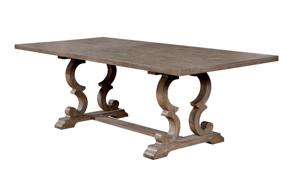 Furniture of America Venna Rustic Trestle Dining Table in Natural Tone IDF-3577T