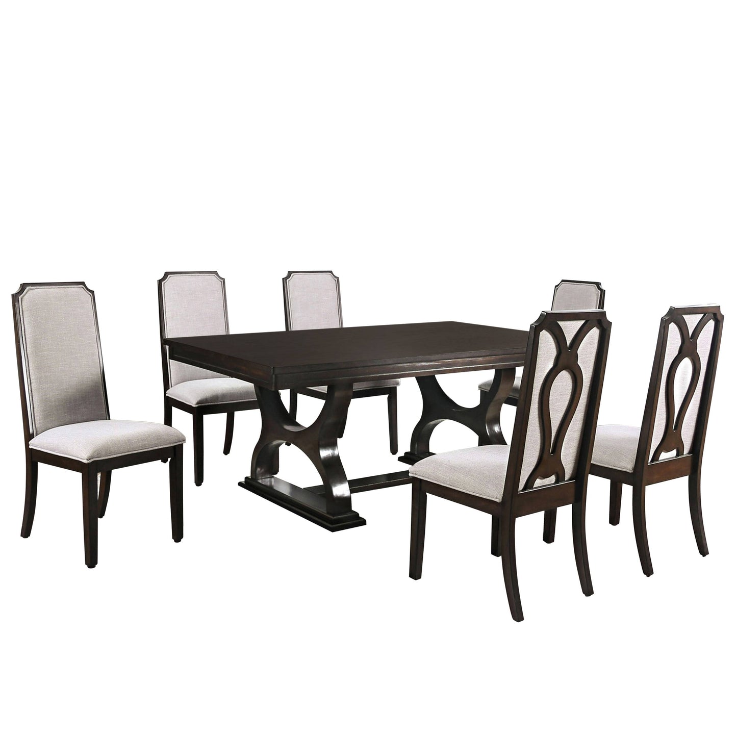 Furniture of America Grammercy Transitional 7-Piece Solid Wood Dining Set IDF-3734T-7PC