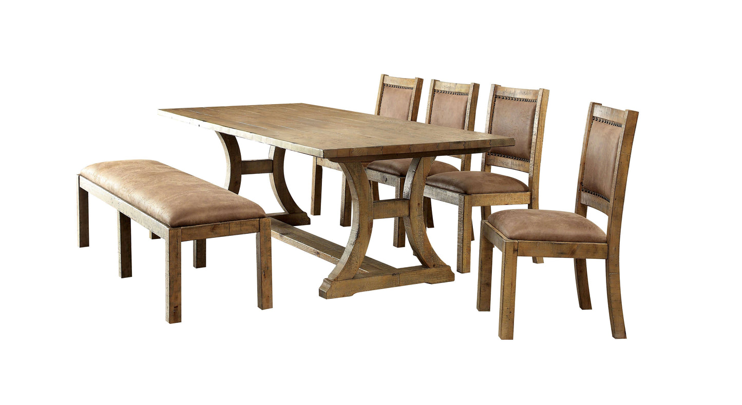 Furniture of America Lyon Cottage 6-Piece Wood Dining Set IDF-3829T-6PC