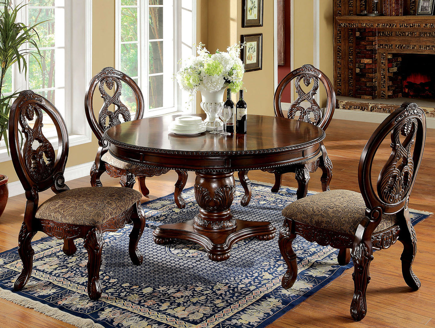 Furniture of America Napa Traditional 5-Piece Wood Dining Set IDF-3845CH-RT-5PC