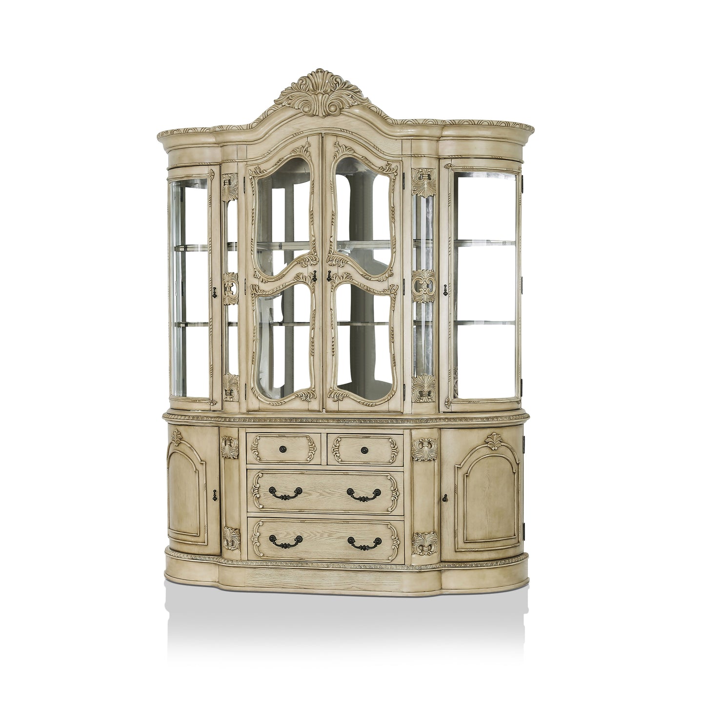 Furniture of America Mercera Traditional Multi Storage 2-Piece Hutch and Buffet IDF-3845WH-HB