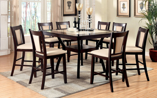 Furniture of America Rankin Contemporary 9-Piece Wood Counter Height Dining Set IDF-3984PT-9PC