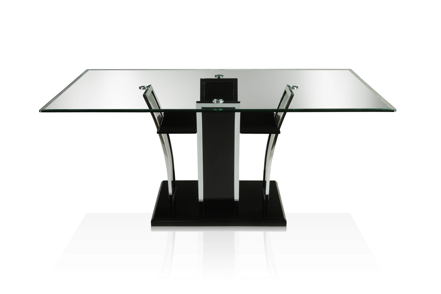 Furniture of America Vaqua Contemporary Glass Top Dining Table in Black IDF-8372BK-T