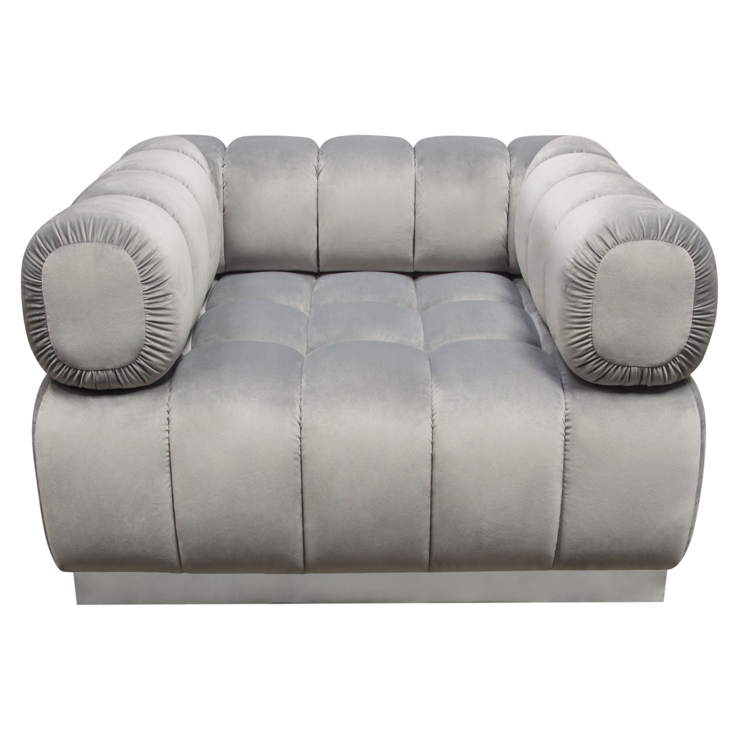 Diamond Sofa Image Low Profile Chair in Platinum Grey Velvet w/ Brushed Silver Base IMAGECHGR