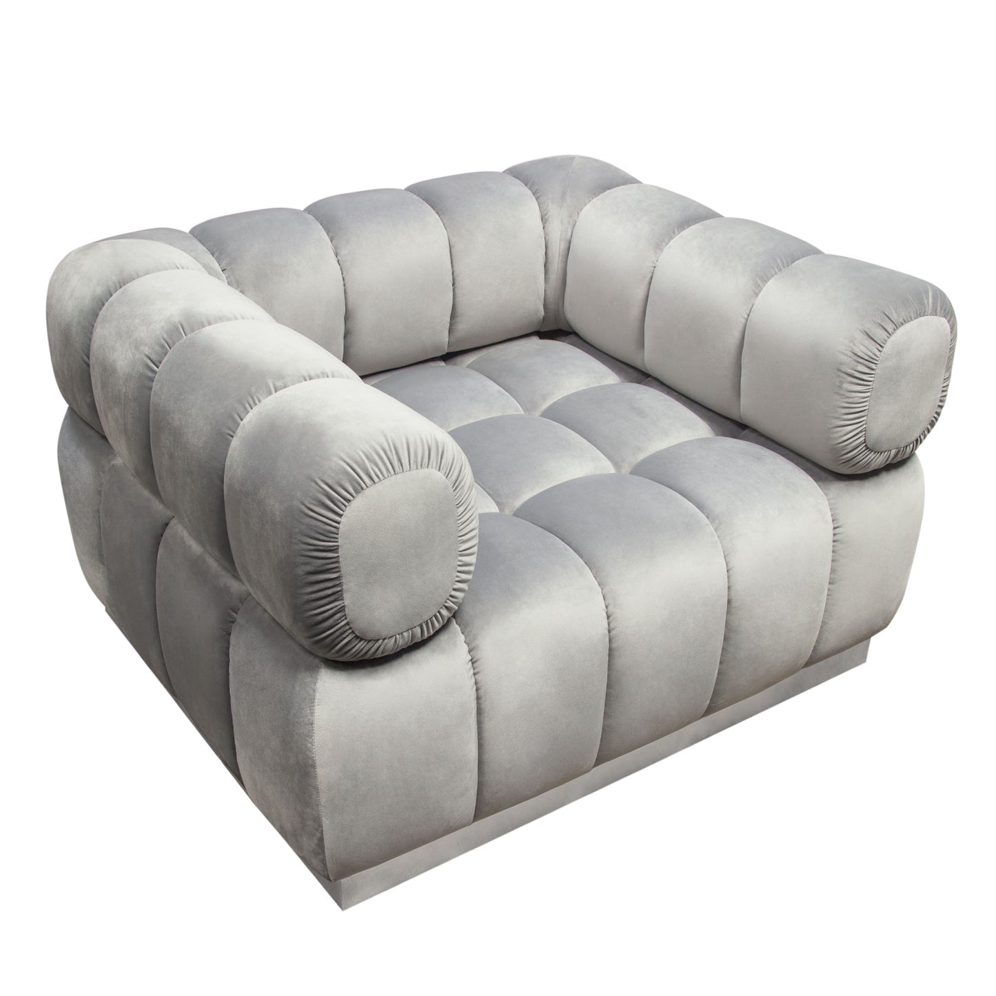 Diamond Sofa Image Low Profile Chair in Platinum Grey Velvet w/ Brushed Silver Base IMAGECHGR